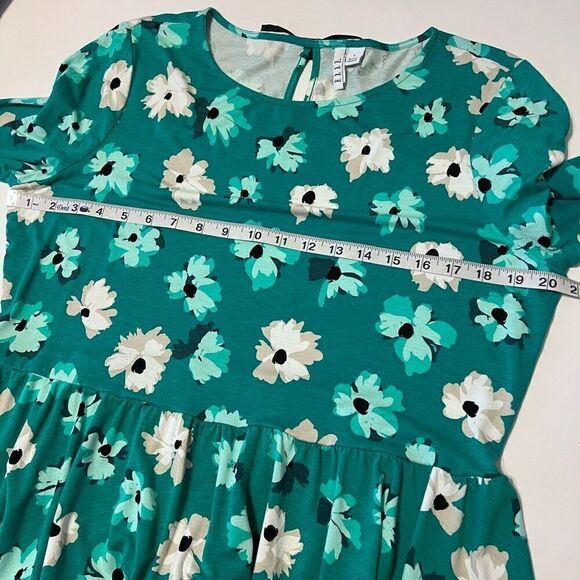 Cute summer top elbow sleeve emerald green floral peplum waist bow knot sz large - Picture 7 of 11